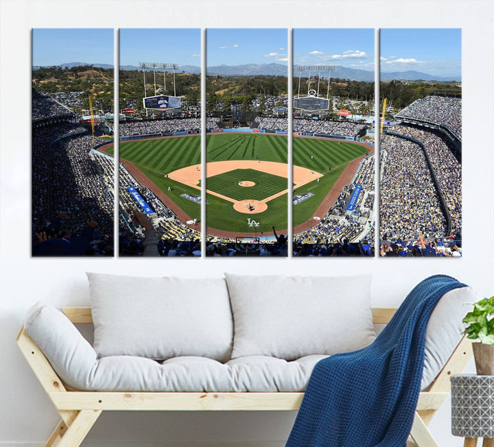 20436-MGV-CV-36X24-Los Angeles Dodgers Dodger Stadium Wall Art Canvas Print - MLB Baseball Stadium Wall Art Canvas Print