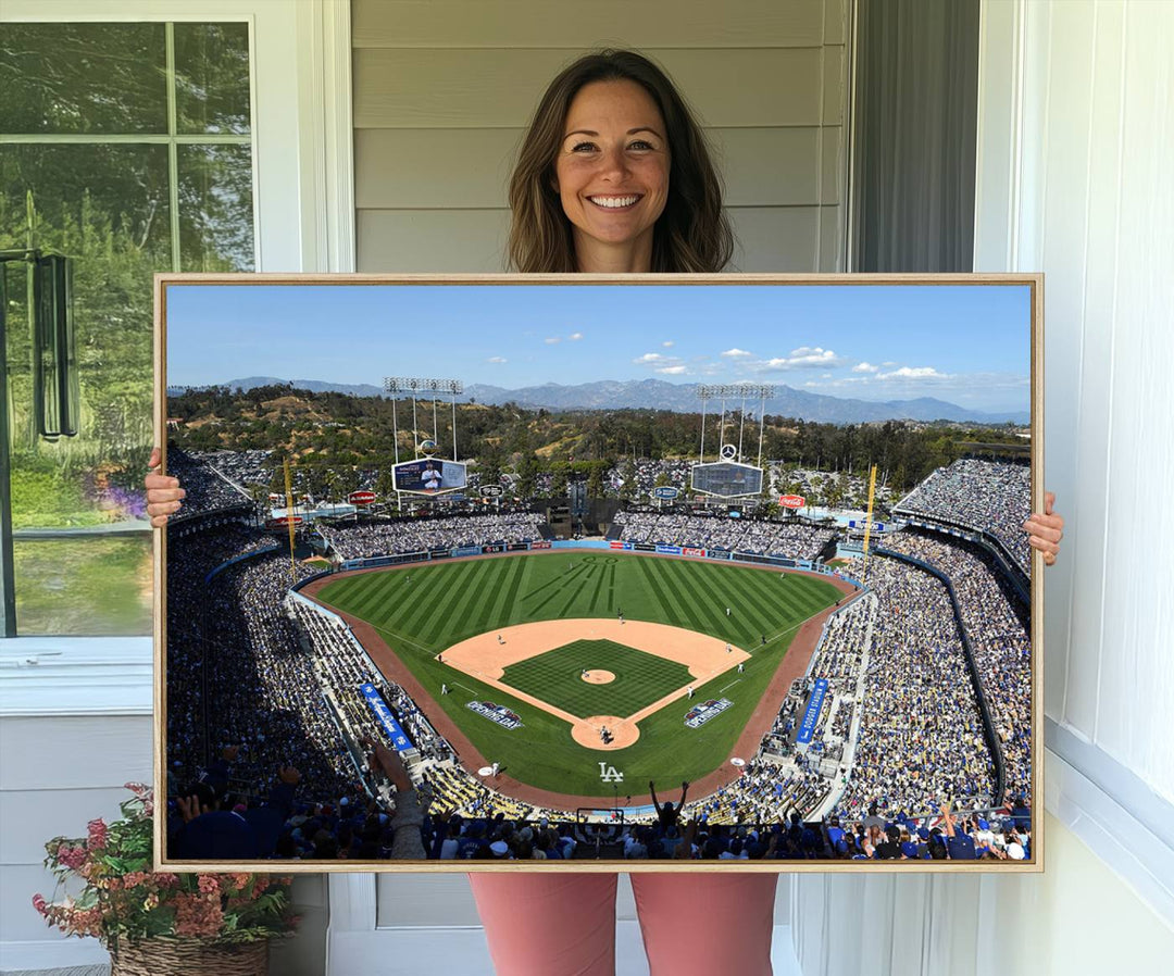 20436-MGV-CV-36X24-Los Angeles Dodgers Dodger Stadium Wall Art Canvas Print - MLB Baseball Stadium Wall Art Canvas Print