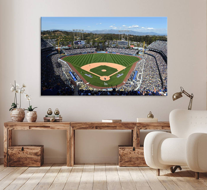 Los Angeles Dodgers Dodger Stadium Wall Art Canvas Print - MLB Baseball Stadium Wall Art Canvas Print