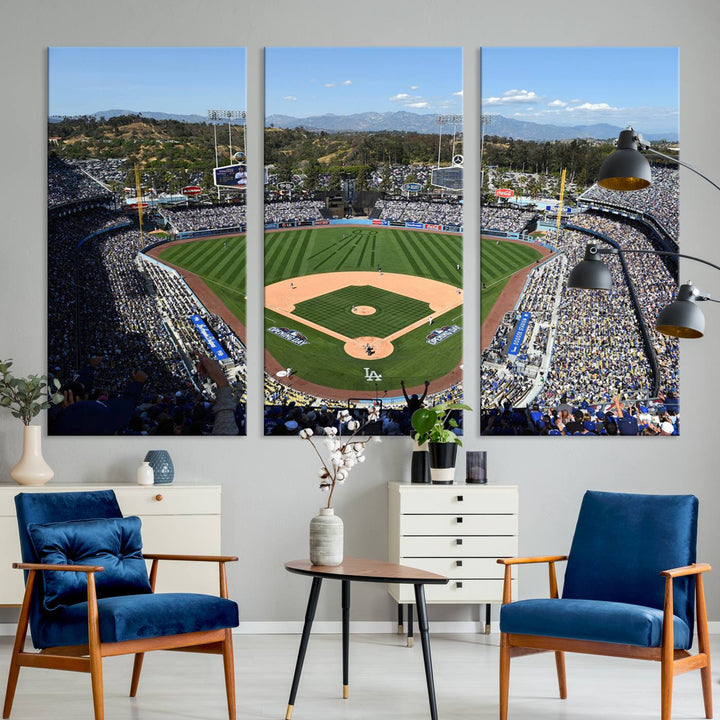 Los Angeles Dodgers Dodger Stadium Wall Art Canvas Print - MLB Baseball Stadium Wall Art Canvas Print