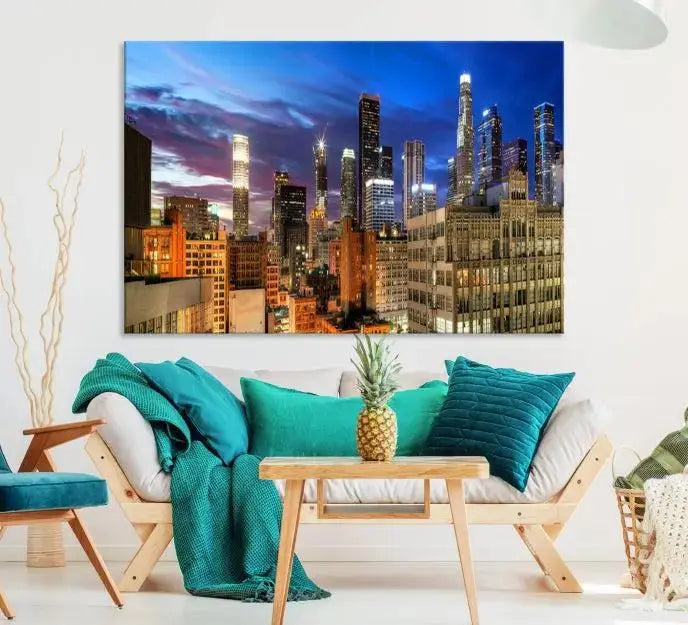 The Los Angeles Night Wall Art Canvas Print is displayed on museum-quality canvas.