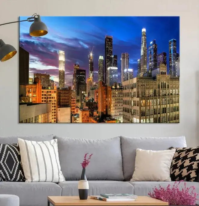 The Los Angeles Night Wall Art Canvas Print is displayed on museum-quality canvas.