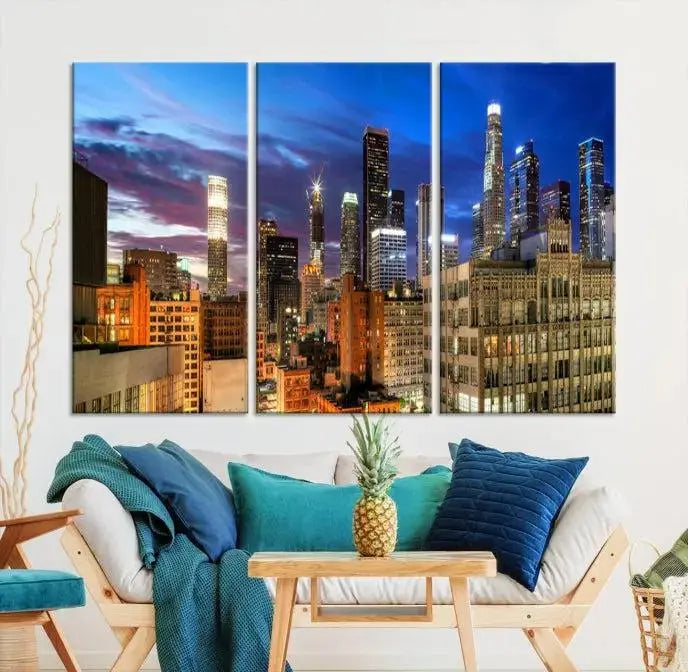 The Los Angeles Night Wall Art Canvas Print is displayed on museum-quality canvas.