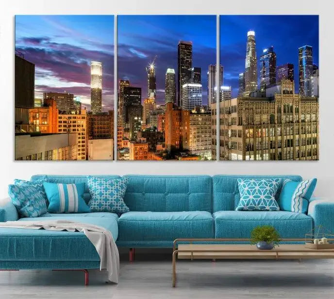 The Los Angeles Night Wall Art Canvas Print is displayed on museum-quality canvas.