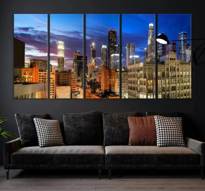 The Los Angeles Night Wall Art Canvas Print is displayed on museum-quality canvas.