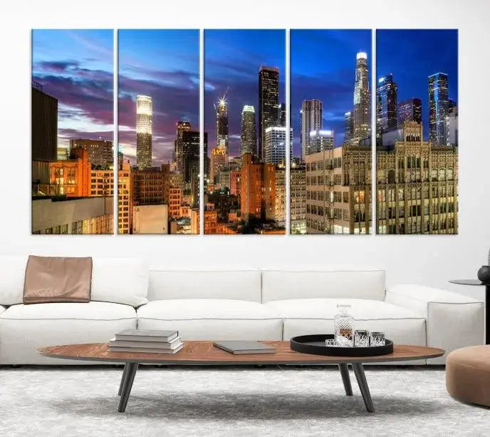 The Los Angeles Night Wall Art Canvas Print is displayed on museum-quality canvas.