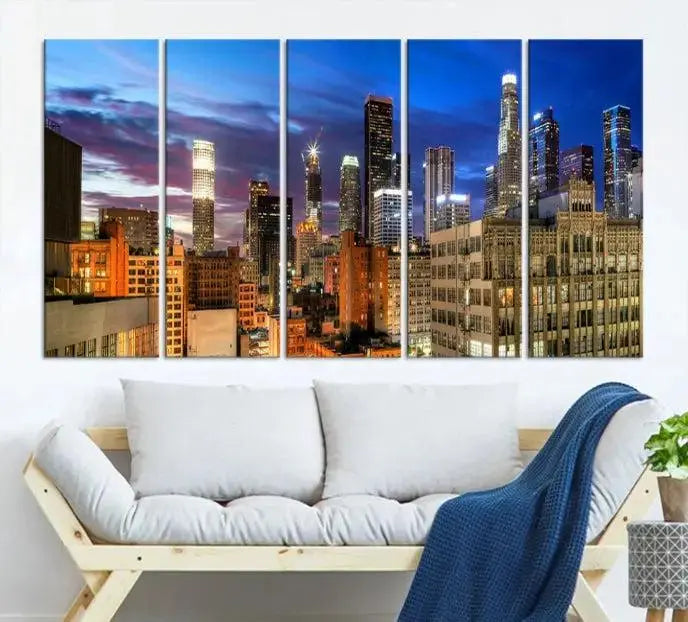 The Los Angeles Night Wall Art Canvas Print is displayed on museum-quality canvas.