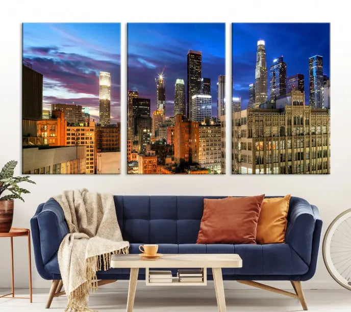 The Los Angeles Night Wall Art Canvas Print is displayed on museum-quality canvas.