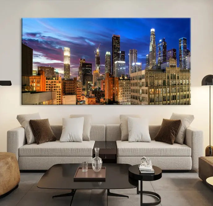 The Los Angeles Night Wall Art Canvas Print is displayed on museum-quality canvas.