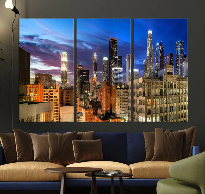 The Los Angeles Night Wall Art Canvas Print is displayed on museum-quality canvas.