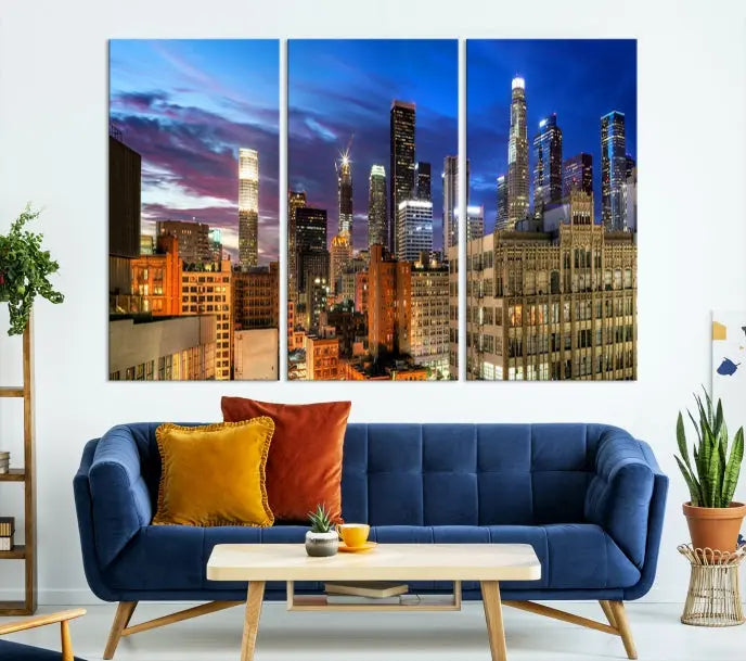 The Los Angeles Night Wall Art Canvas Print is displayed on museum-quality canvas.