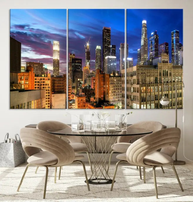 The Los Angeles Night Wall Art Canvas Print is displayed on museum-quality canvas.