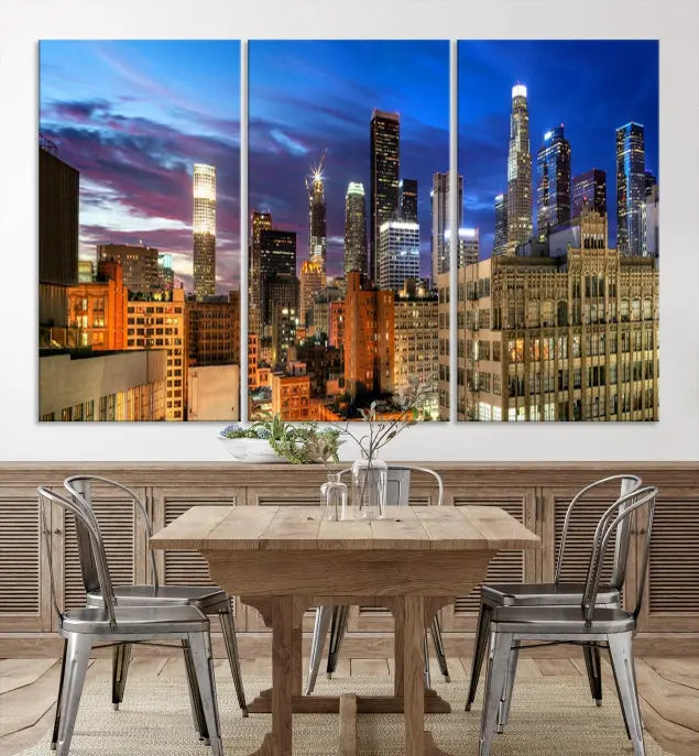 The Los Angeles Night Wall Art Canvas Print is displayed on museum-quality canvas.