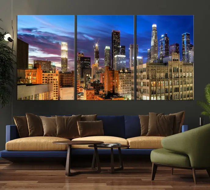 The Los Angeles Night Wall Art Canvas Print is displayed on museum-quality canvas.