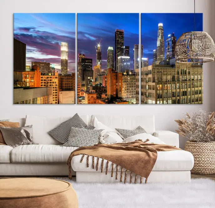 The Los Angeles Night Wall Art Canvas Print is displayed on museum-quality canvas.