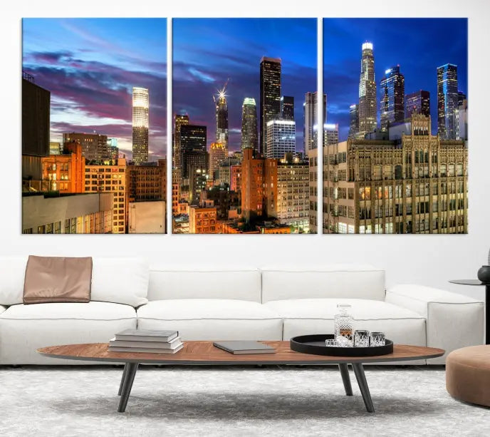 The Los Angeles Night Wall Art Canvas Print is displayed on museum-quality canvas.