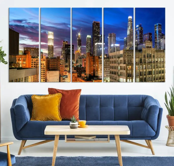 The Los Angeles Night Wall Art Canvas Print is displayed on museum-quality canvas.