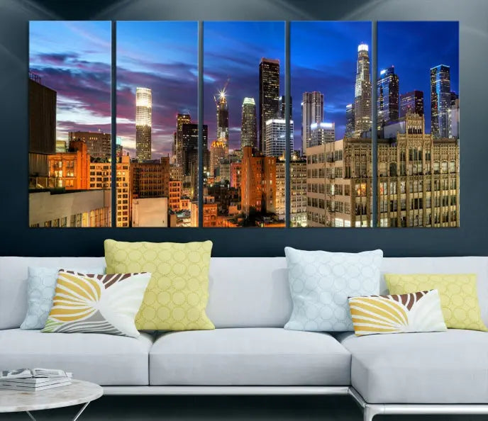 The Los Angeles Night Wall Art Canvas Print is displayed on museum-quality canvas.