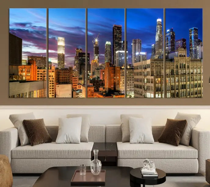 The Los Angeles Night Wall Art Canvas Print is displayed on museum-quality canvas.