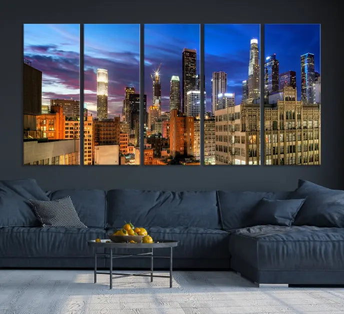 The Los Angeles Night Wall Art Canvas Print is displayed on museum-quality canvas.