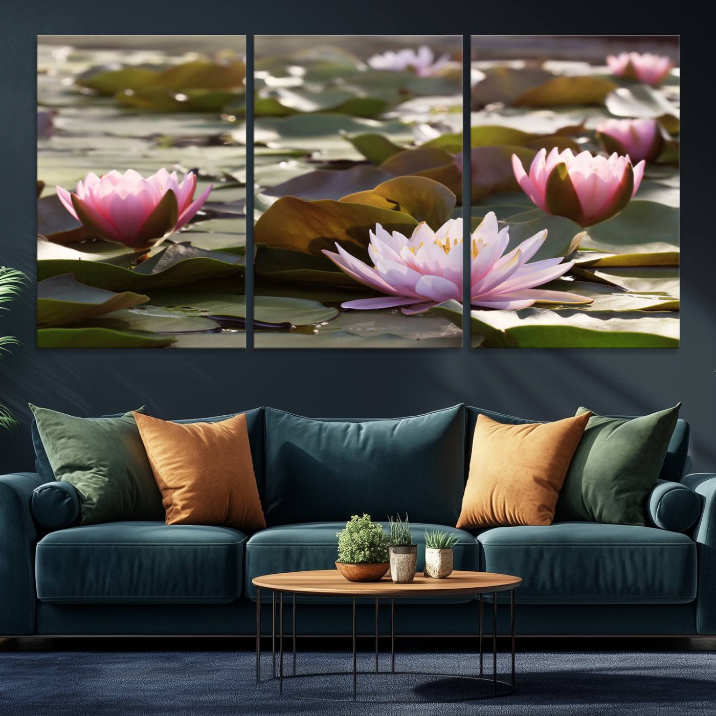 28394-MGV-CV-36X24-Lotus Flower Wall Art Canvas Print, Water Lily Large Wall Art Canvas Print for Yoga Room Decor, Meditation Room Decor