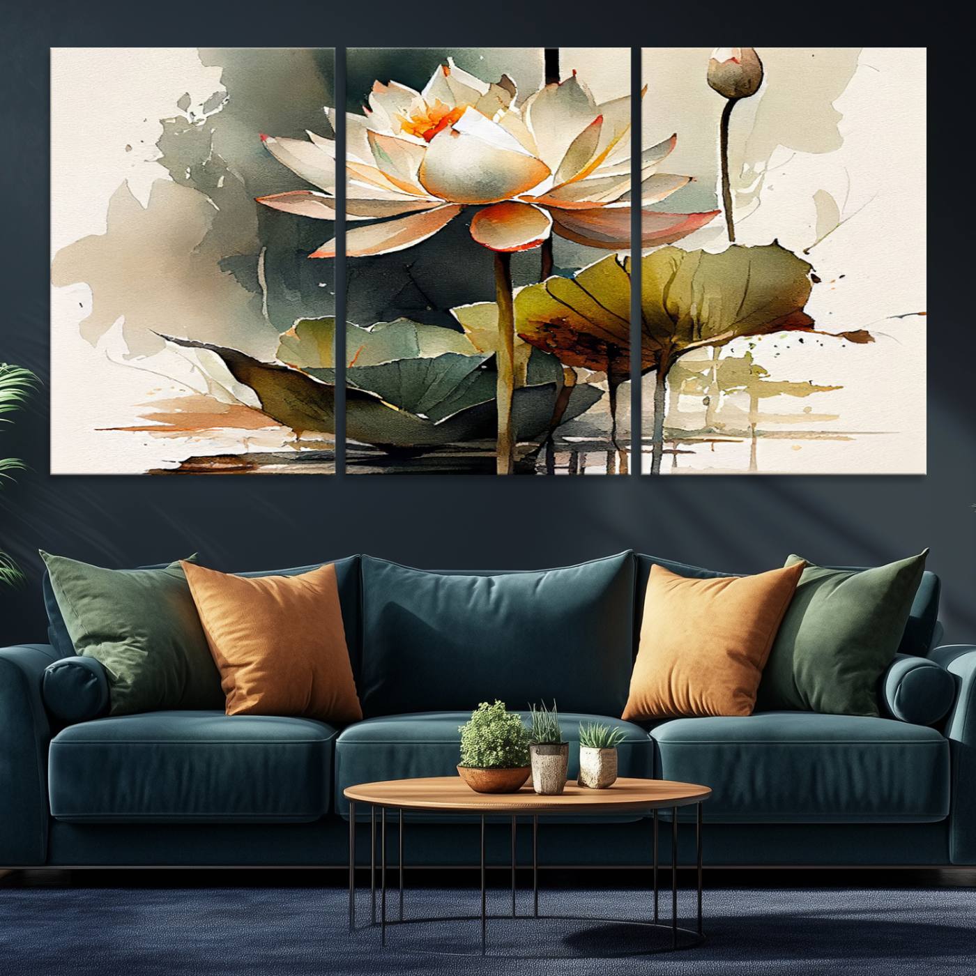 62531-MGV-CV-36X24-Lotus Flower Watercolor Canvas Print – A Symbol of Serenity and Growth, Captured in Soft Watercolors – Contemporary Wall Art for Tranquil