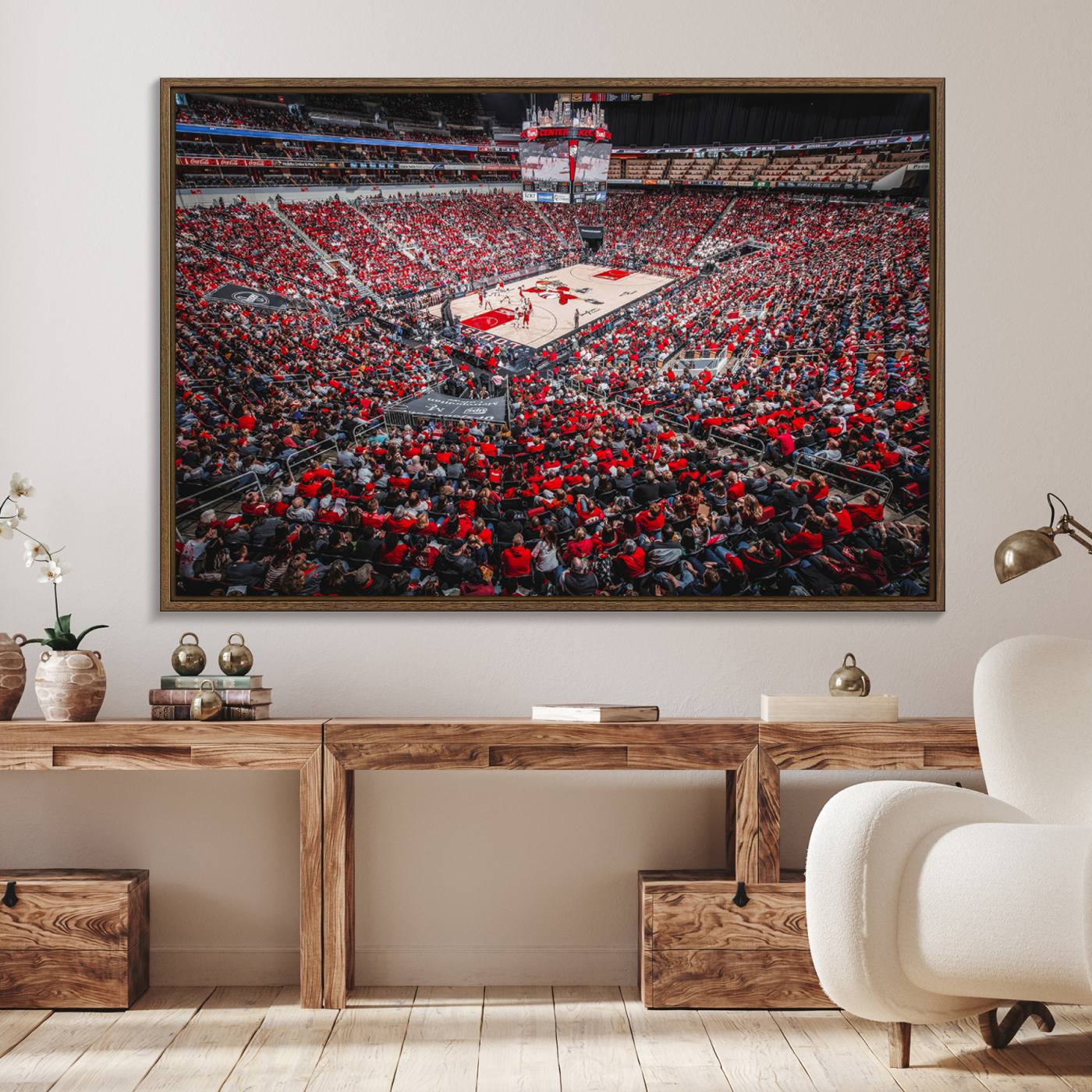 78136-MGV-FC-36X24_Walnut-Louisville Cardinals Basketball Print Canvas - Louisville KFC Yum Center Arena Wall Art Canvas Print