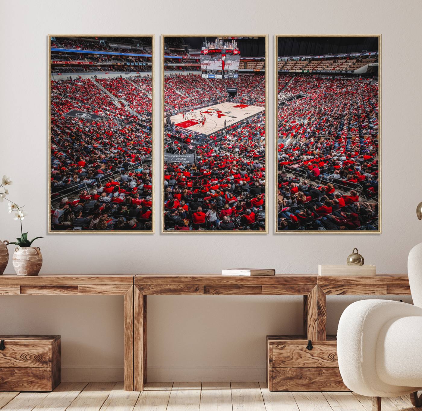 78136-MGV-FC-48X32-3P_Natural-Louisville Cardinals Basketball Print Canvas - Louisville KFC Yum Center Arena Wall Art Canvas Print