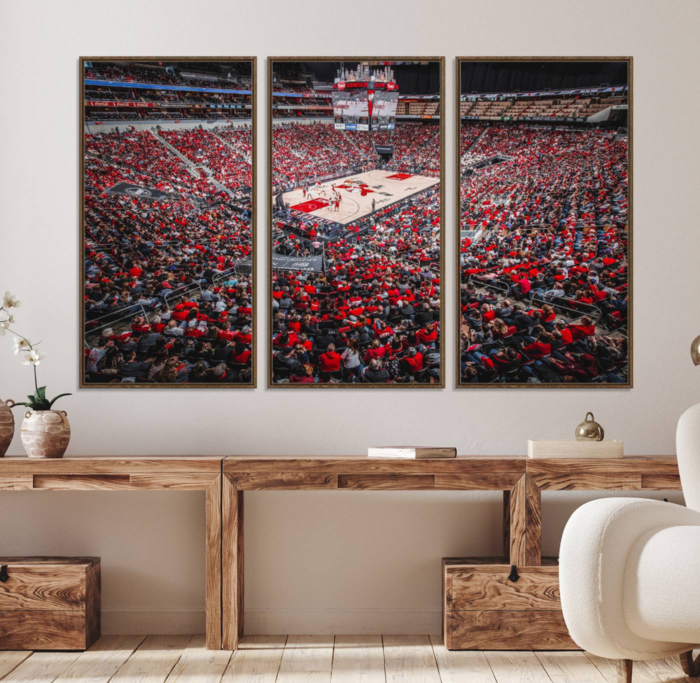 78136-MGV-FC-48X32-3P_Walnut-Louisville Cardinals Basketball Print Canvas - Louisville KFC Yum Center Arena Wall Art Canvas Print