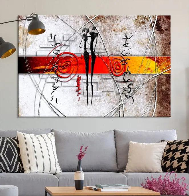 The Love Abstract Wall Art Canvas Print, gallery wrapped on museum-quality canvas, hangs prominently on the wall.