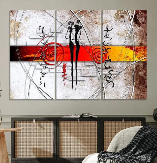 The Love Abstract Wall Art Canvas Print, gallery wrapped on museum-quality canvas, hangs prominently on the wall.