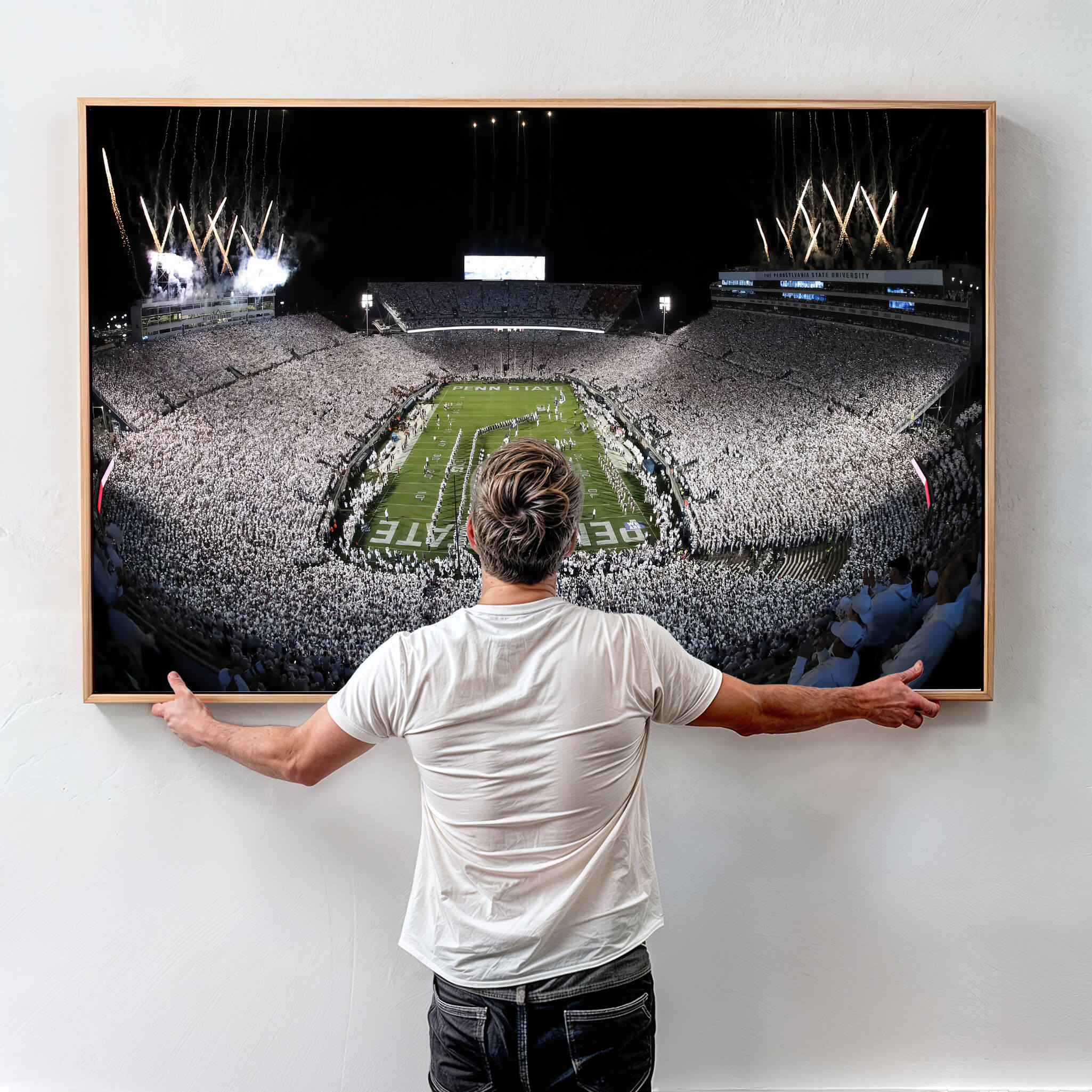 84537-MGV-CV-36X24-Penn State Nittany Lions Canvas Wall Art, Football Team Print - University Park Beaver Stadium Wall Art Canvas Print