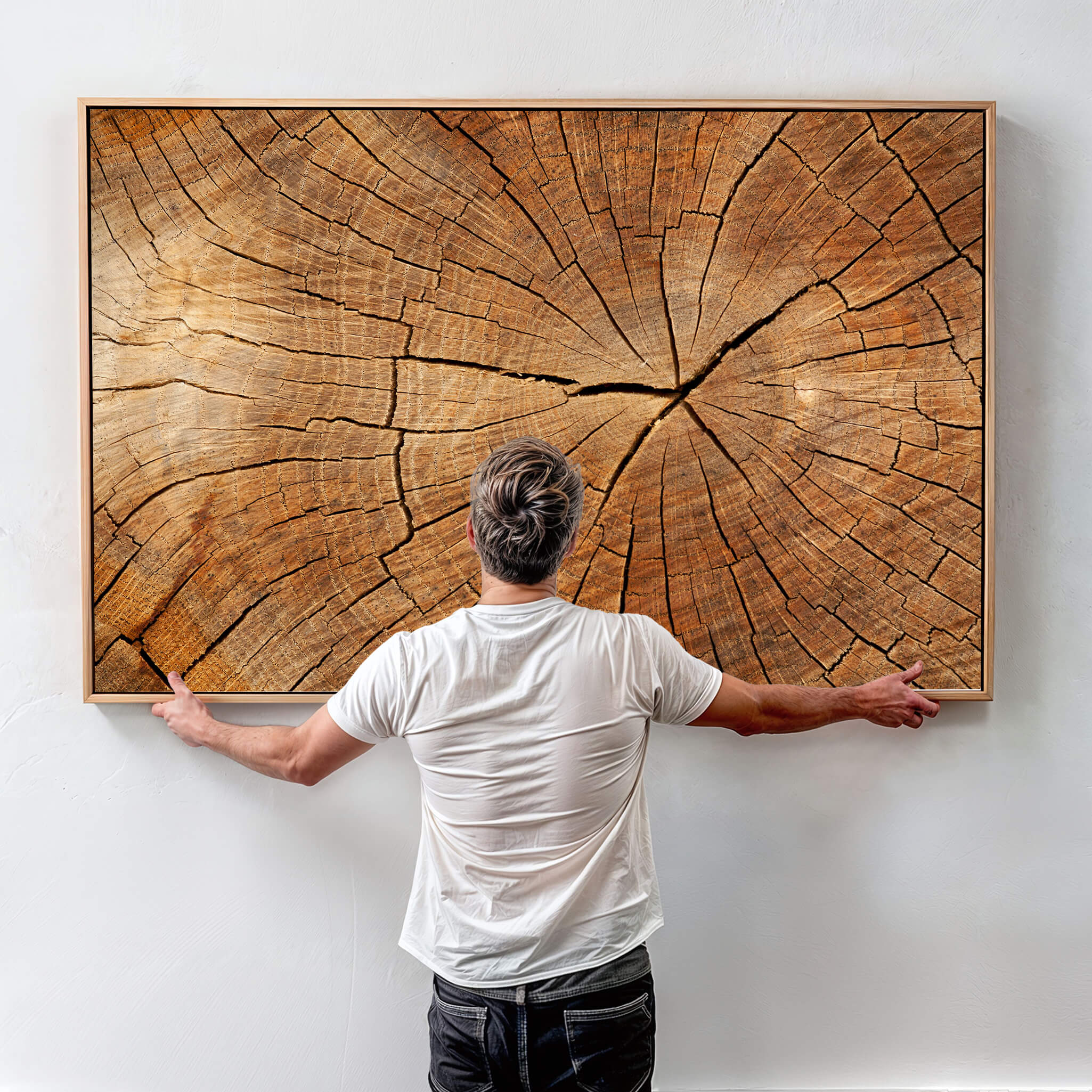 61710-MGV-FC-60X30-3P_Walnut-Tree Ring Canvas Art, Rustic Wood Grain Wall Art, Tree Slice Decor for Modern Homes, Giclee Multi-Panel Print, Tree Ring Wall Art Set