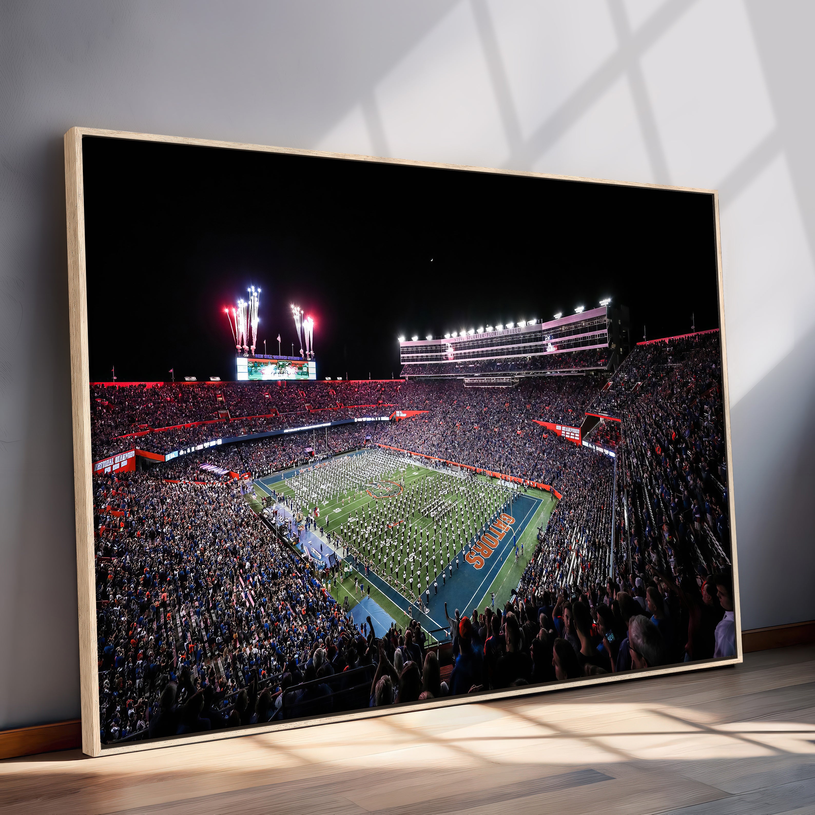 46899-MGV-CV-36X24-Ben Hill Griffin Stadium Night Game Triple Canvas Wall Art - Florida Gators Football Match
