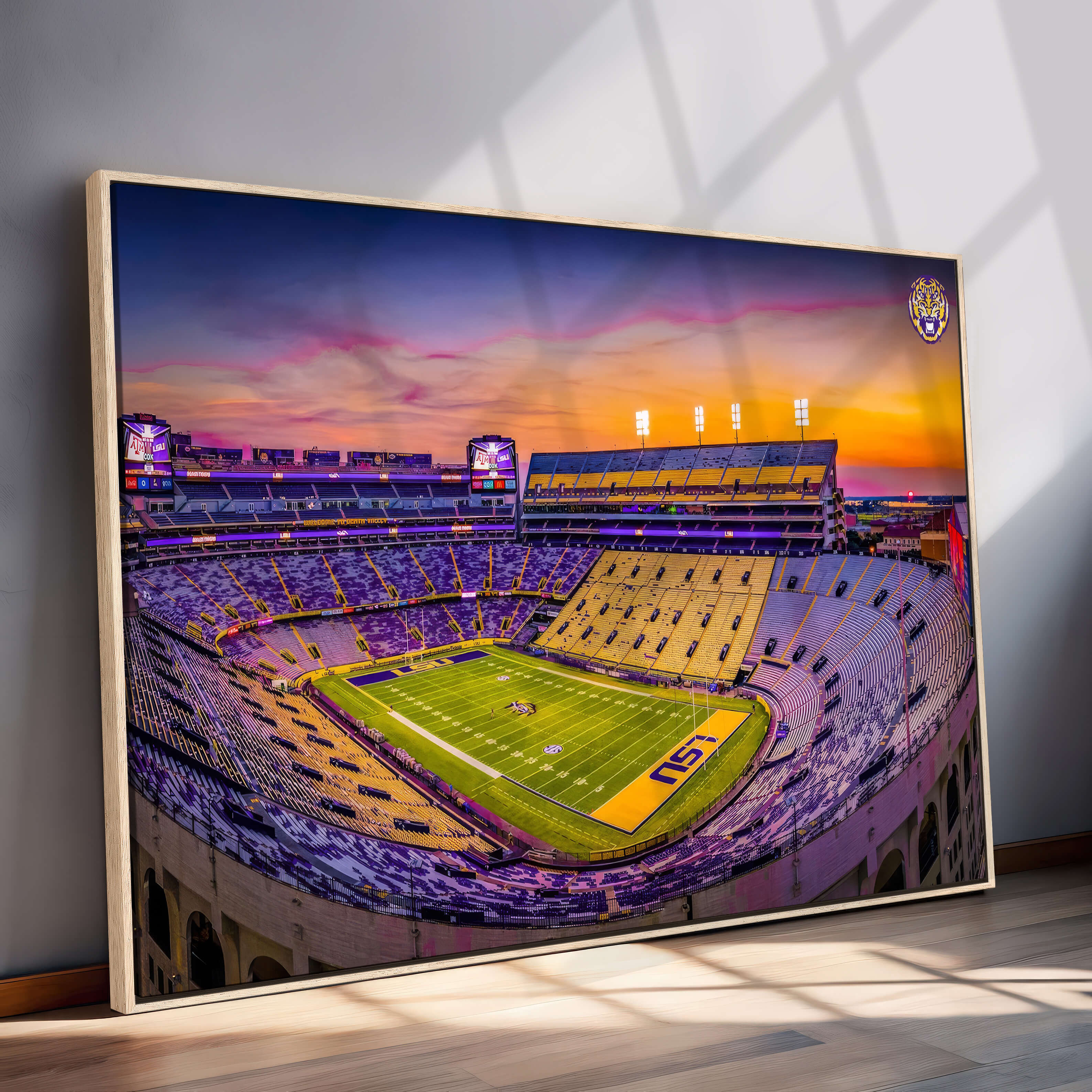 93538-MGV-CV-36X24-The Louisiana State University Tigers Football Team Print - Baton Rouge Tiger Stadium Wall Art Canvas Print