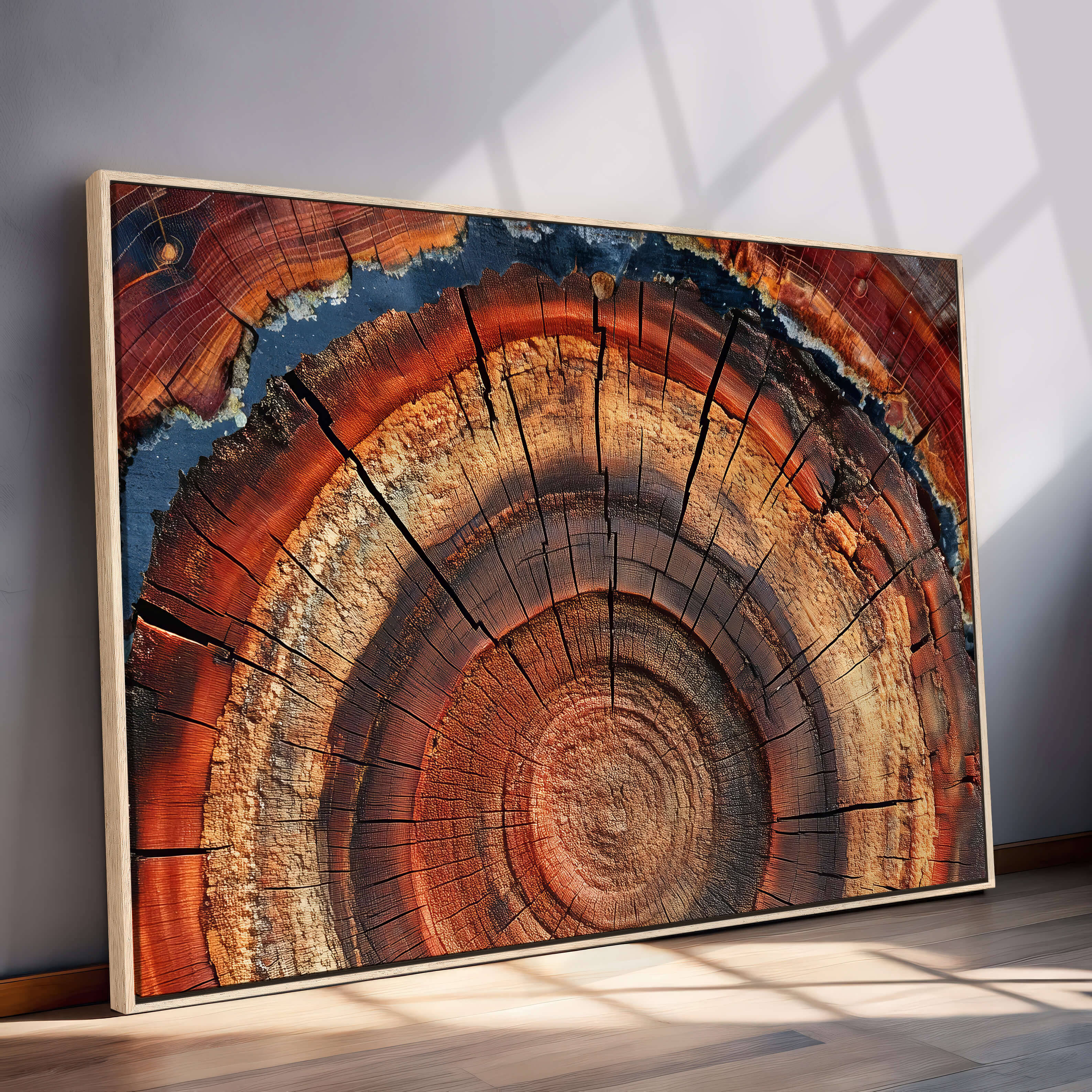 28555-MGV-CV-36X24-Abstract Tree Ring Art, Colorful Tree Ring Wall Decor, Minimalist Home Canvas Art, Modern Farmhouse Decor Print
