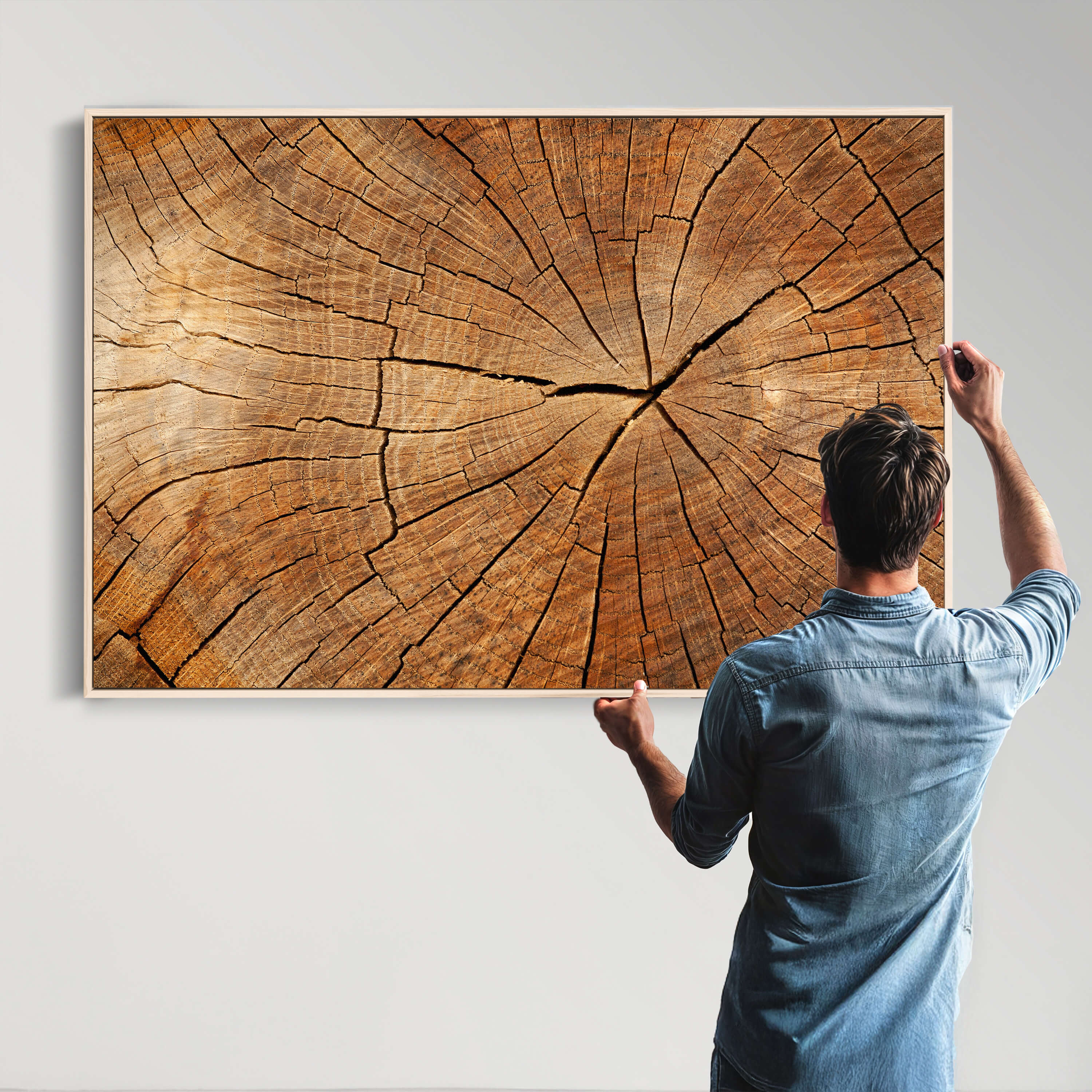 61710-MGV-FC-60X30-3P_Walnut-Tree Ring Canvas Art, Rustic Wood Grain Wall Art, Tree Slice Decor for Modern Homes, Giclee Multi-Panel Print, Tree Ring Wall Art Set