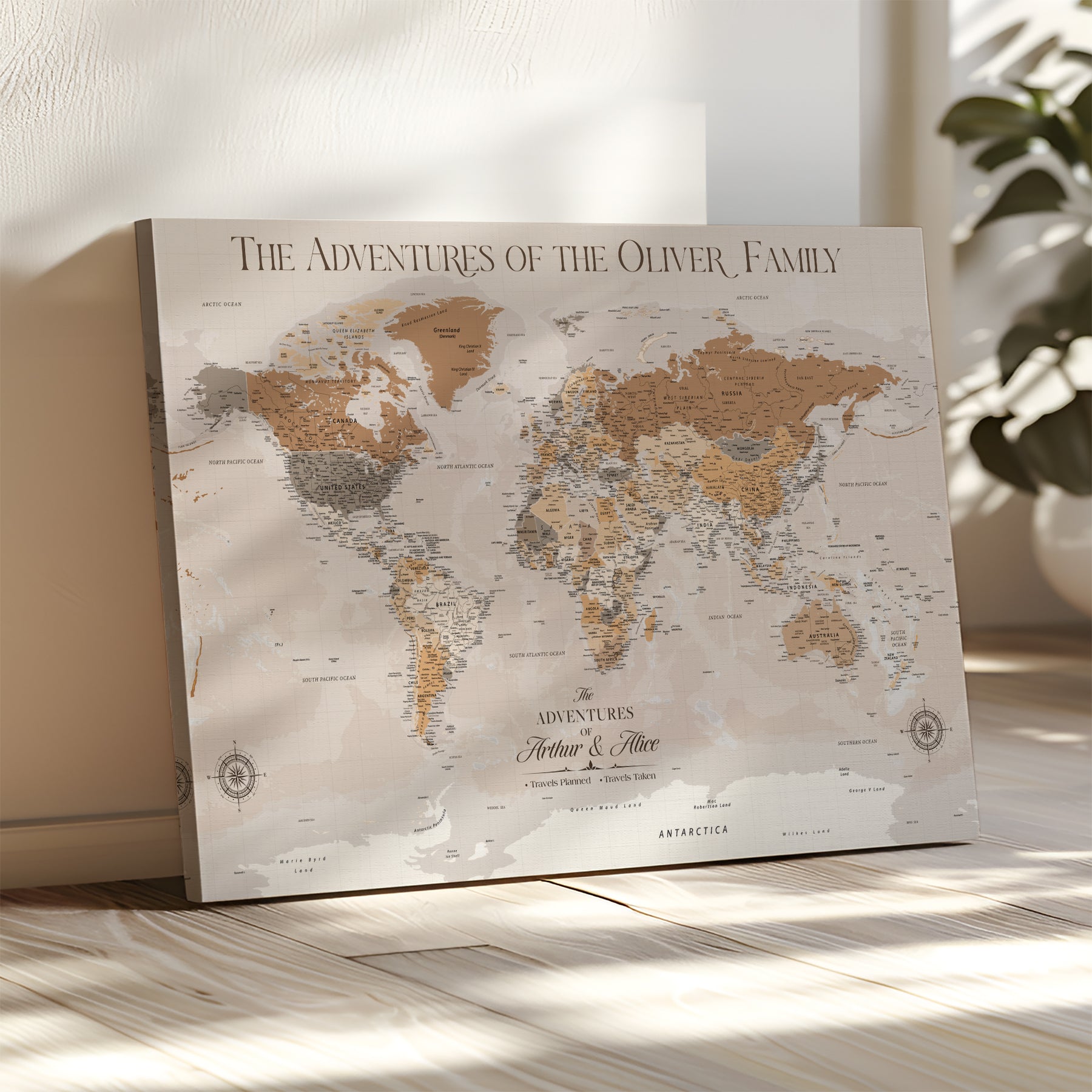 43101120-MGV-CV-36X24-World Travel Map with Pins – Push Pin Maps of Where I've Been, Framed Wall Map for Travel Memories, Old Style Decorative World Map - H10