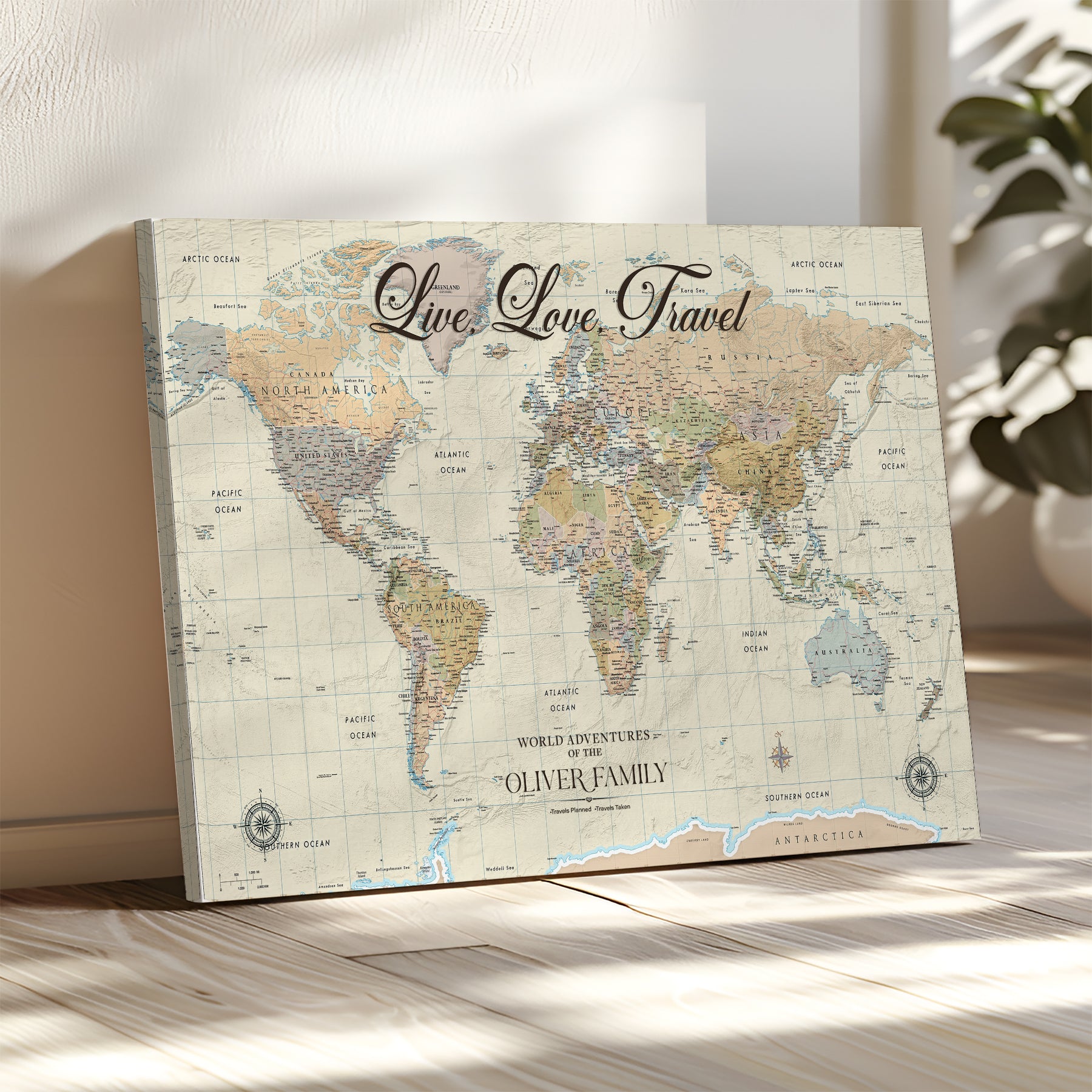 49563244-MGV-CV-36X24-Custom Push Pin World Map Wall Canvas Print – Personalized Travel Tracker with Pins – Framed Large Multi-Size Canvas for Home Office Decor