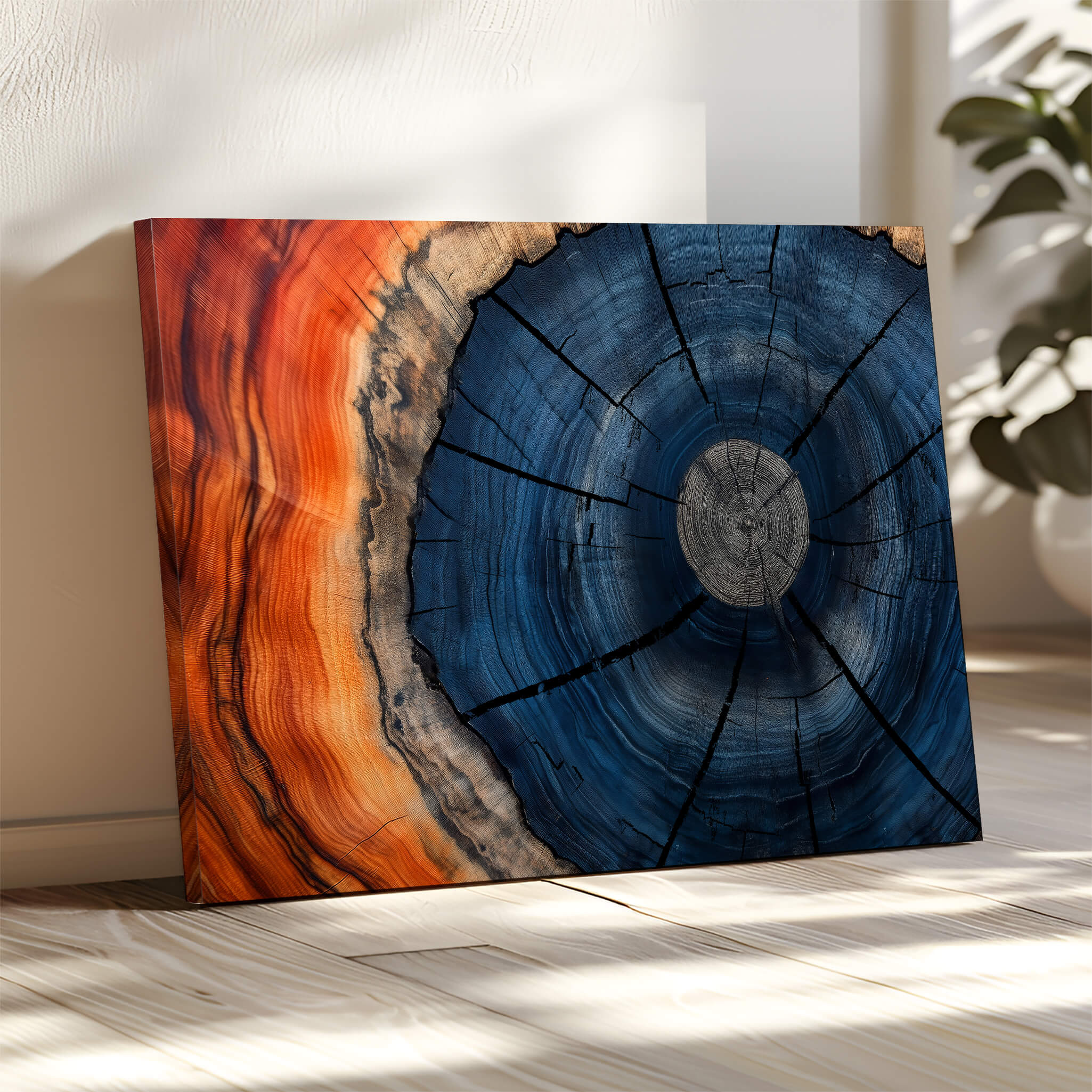 26110607-MGV-CV-36X24-Farmhouse Wall Art - Abstract Tree Rings Canvas Wall Art Print, Framed Wood Grain Rings Artwork