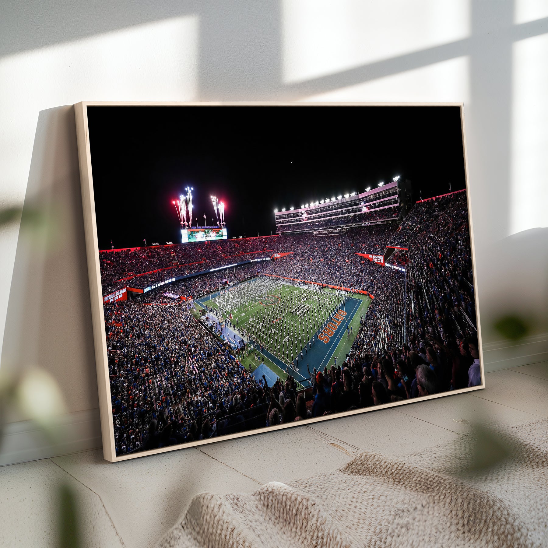 46899-MGV-CV-36X24-Ben Hill Griffin Stadium Night Game Triple Canvas Wall Art - Florida Gators Football Match