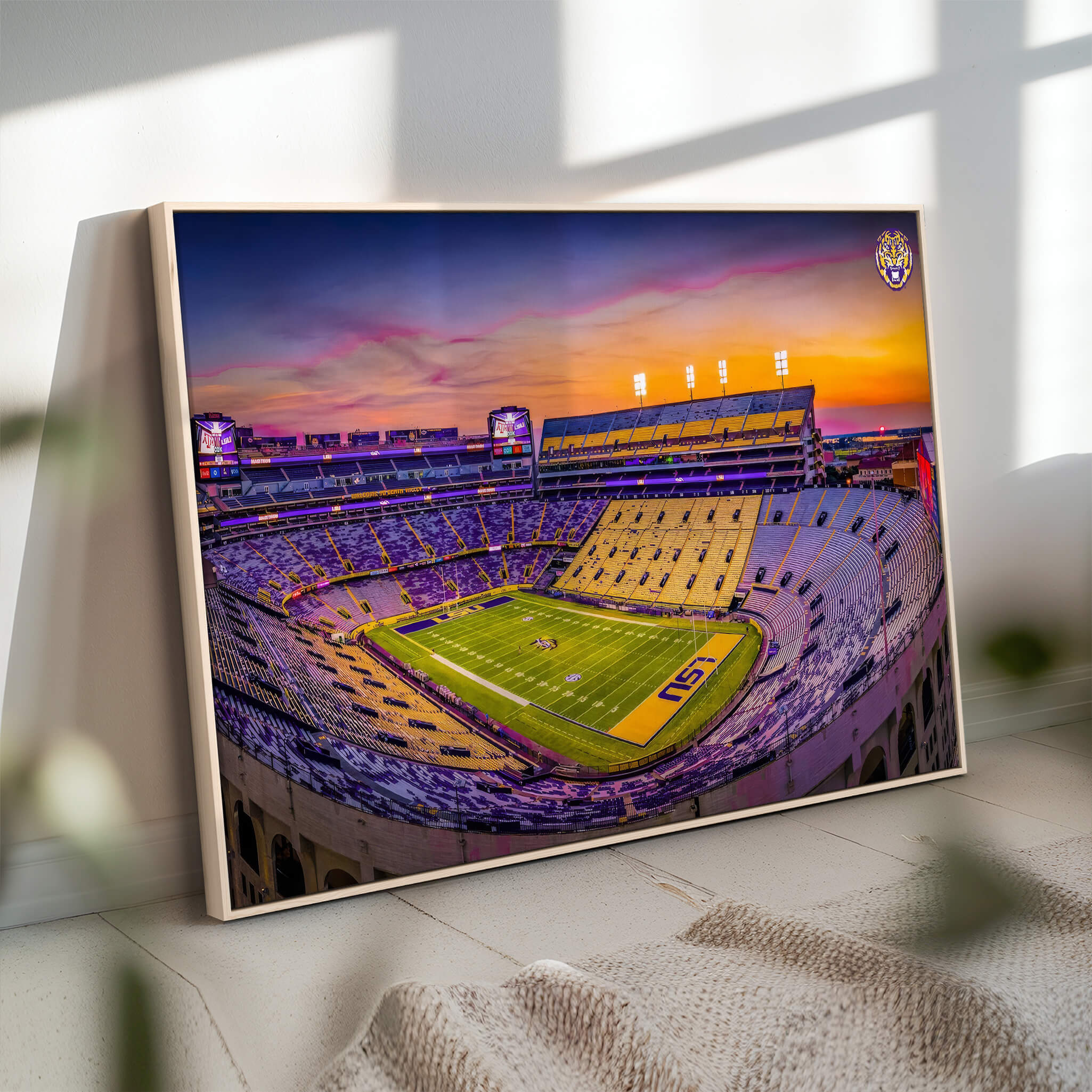 93538-MGV-CV-36X24-The Louisiana State University Tigers Football Team Print - Baton Rouge Tiger Stadium Wall Art Canvas Print