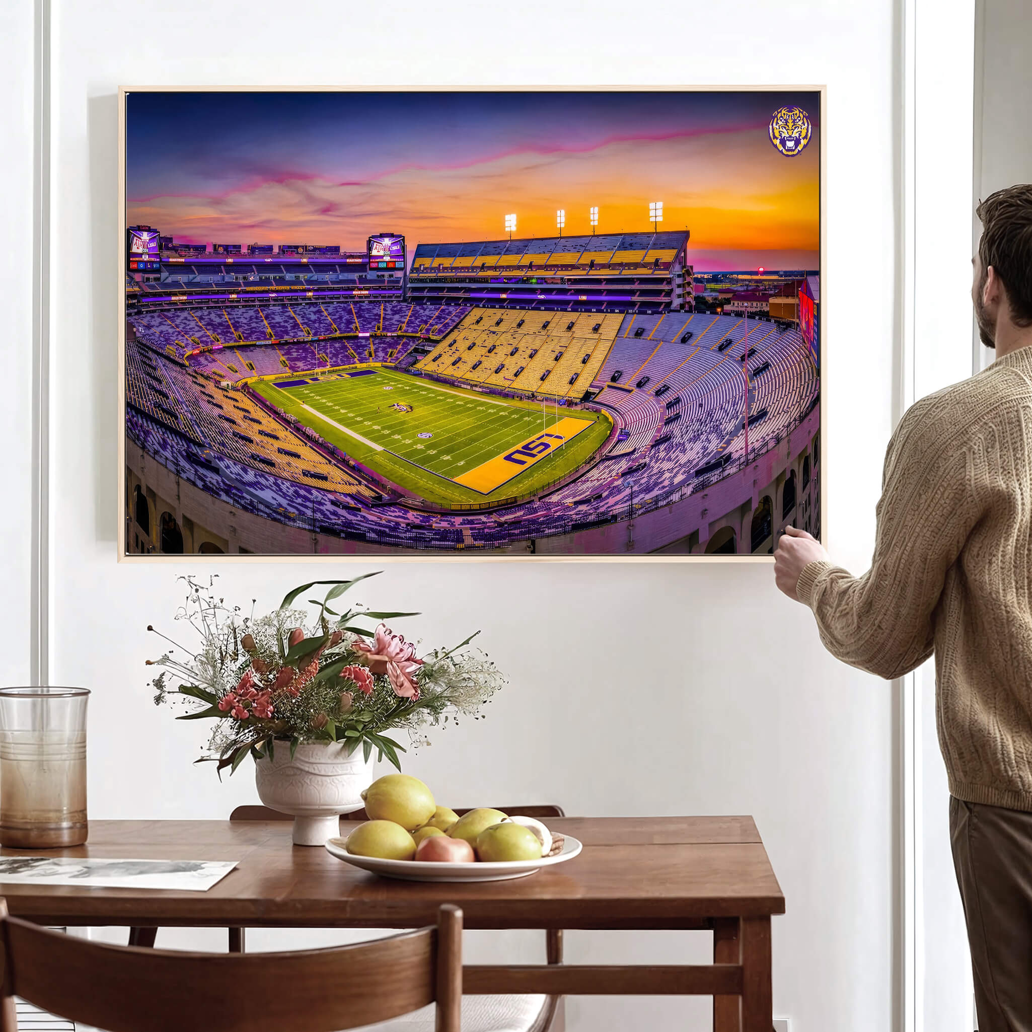 93538-MGV-CV-36X24-The Louisiana State University Tigers Football Team Print - Baton Rouge Tiger Stadium Wall Art Canvas Print
