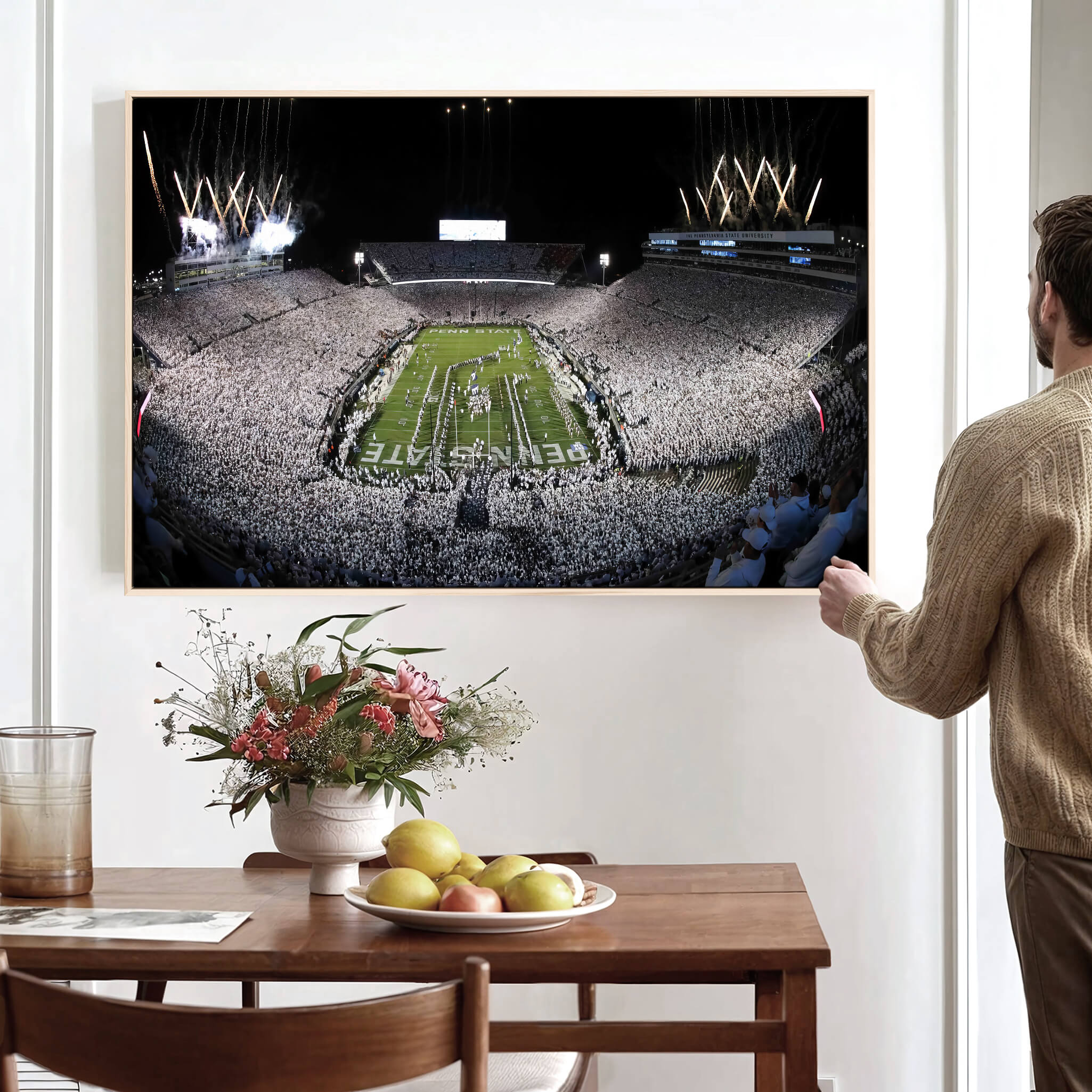 84537-MGV-CV-36X24-Penn State Nittany Lions Canvas Wall Art, Football Team Print - University Park Beaver Stadium Wall Art Canvas Print
