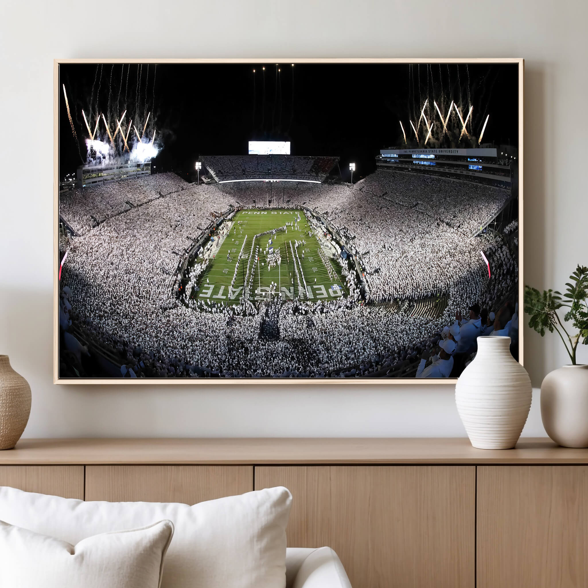 84537-MGV-CV-36X24-Penn State Nittany Lions Canvas Wall Art, Football Team Print - University Park Beaver Stadium Wall Art Canvas Print