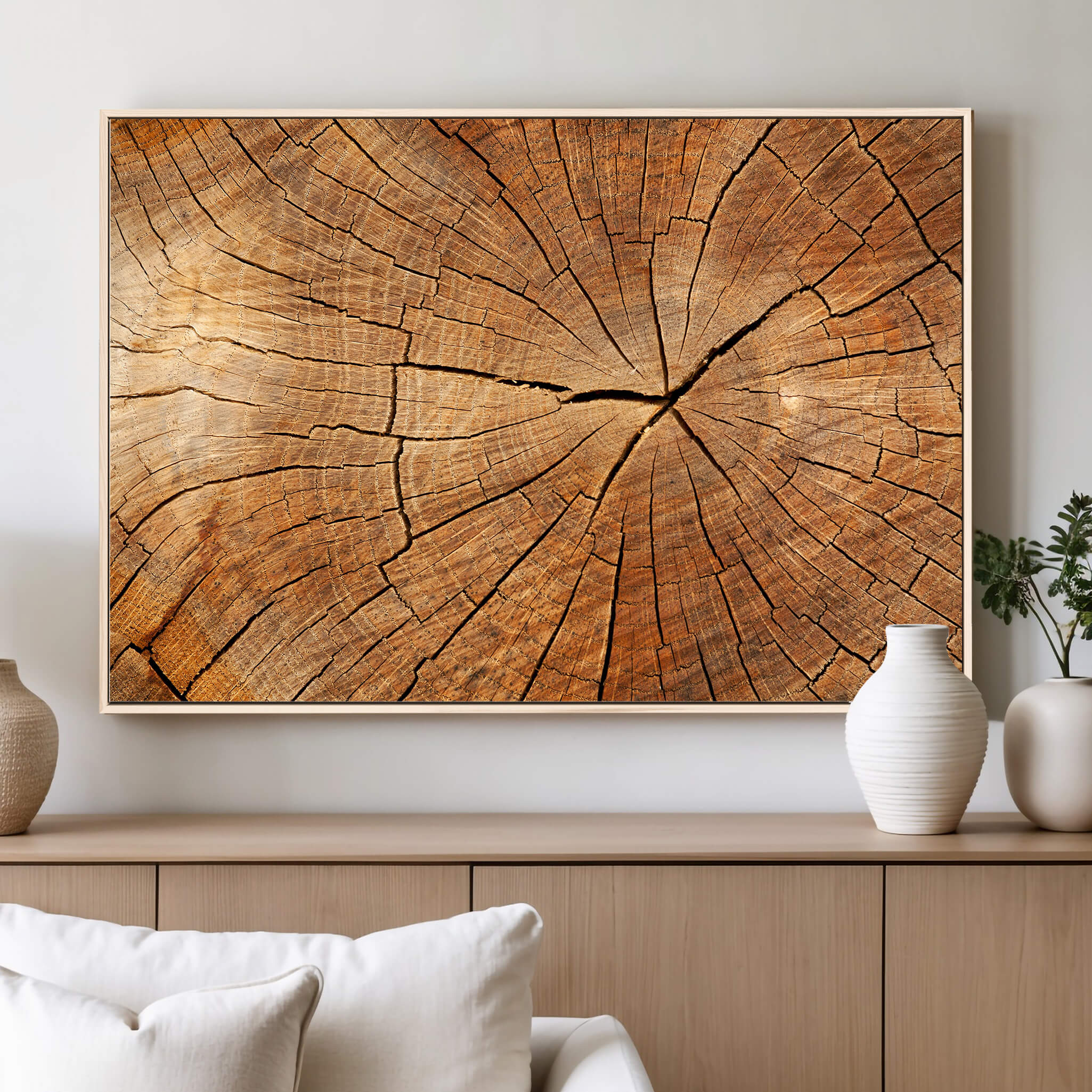 61710-MGV-FC-60X30-3P_Walnut-Tree Ring Canvas Art, Rustic Wood Grain Wall Art, Tree Slice Decor for Modern Homes, Giclee Multi-Panel Print, Tree Ring Wall Art Set