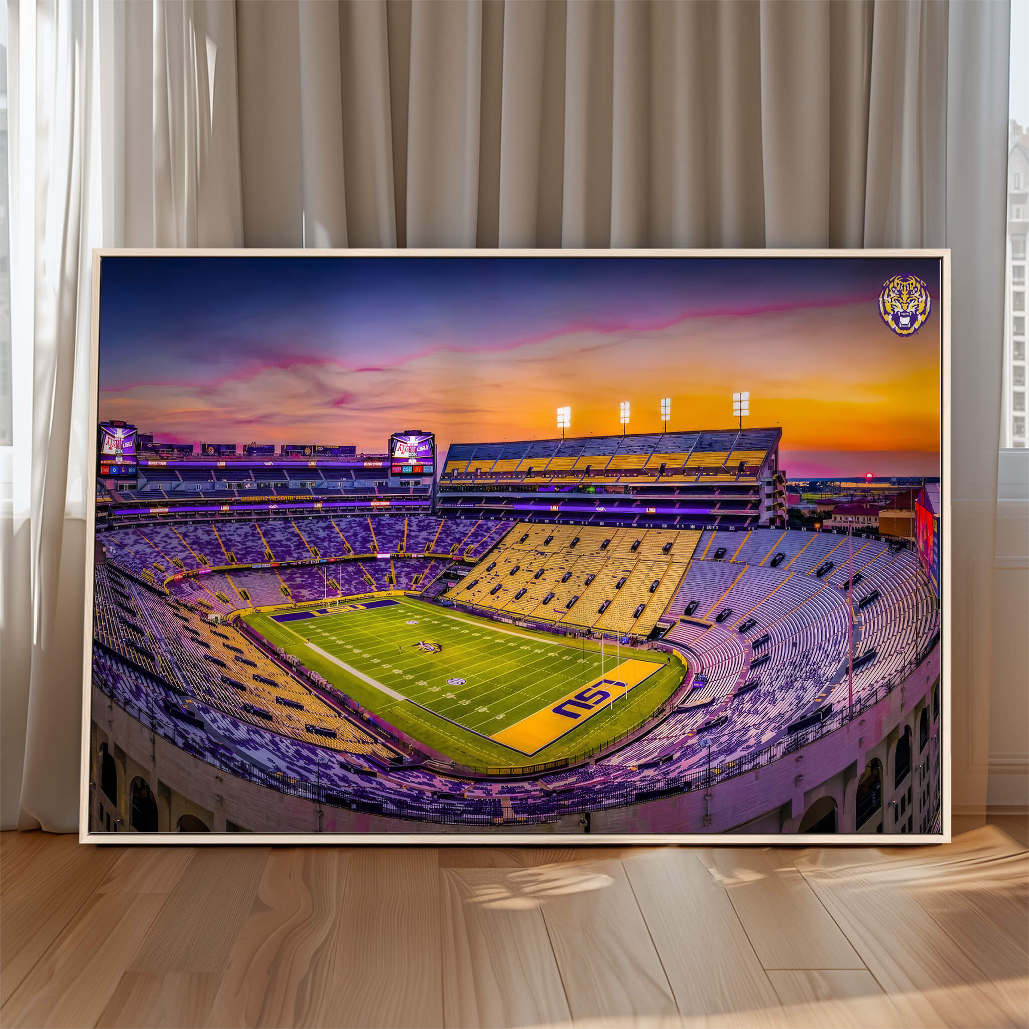 93538-MGV-CV-36X24-The Louisiana State University Tigers Football Team Print - Baton Rouge Tiger Stadium Wall Art Canvas Print