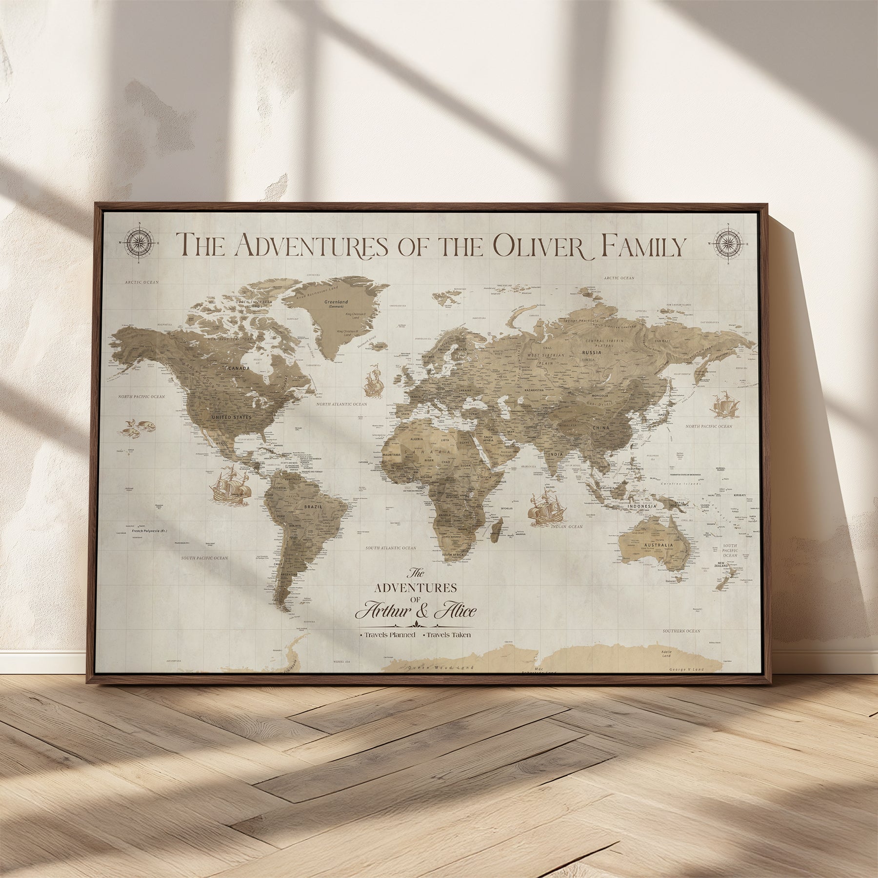 40119313-MGV-CV-36X24-World Travel Map with Pins – Push Pin Maps of Where I've Been, Framed Wall Map for Travel Memories, Old Style Decorative World Map - H12