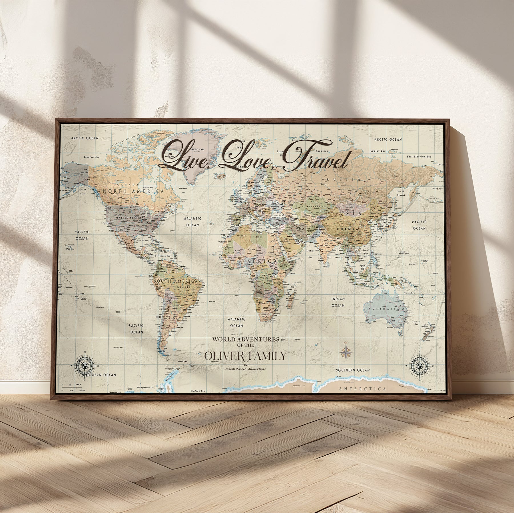 49563244-MGV-CV-36X24-Custom Push Pin World Map Wall Canvas Print – Personalized Travel Tracker with Pins – Framed Large Multi-Size Canvas for Home Office Decor