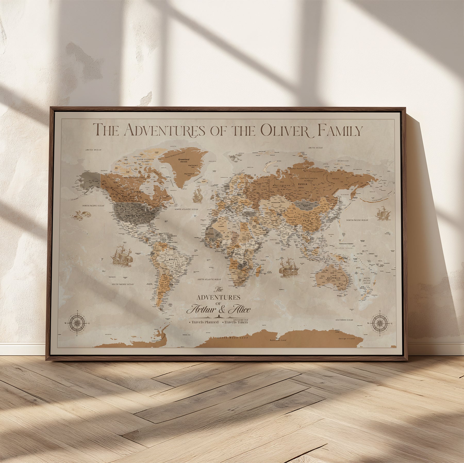 66042608-MGV-CV-36X24-World Travel Map with Pins – Push Pin Maps of Where I've Been, Framed Wall Map for Travel Memories, Old Style Decorative World Map - H11